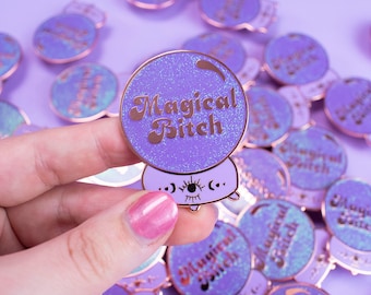 Pastel Goth Witch Magical Orb Halloween Hard Enamel Pin, Cute Magical Bitch Kawaii Witchcraft Badge