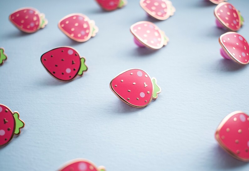 Strawberry Enamel Pin Cute Strawberry Accessories Fashion Etsy
