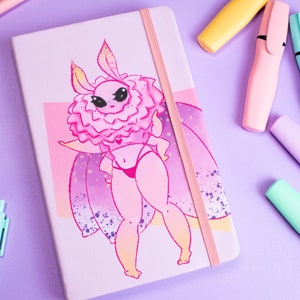 A5 Dot Grid Journal Notebook, Bullet Dotted Journal, Kawaii Pastel Sexy Moth Journal Dotted, Writing Journal, Cute Journal, Stationary Lover