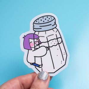 Salty Cute Kawaii Salt Lover Sticker - Kawaii Salty Vinyl Mate Sticker Salty Bitch