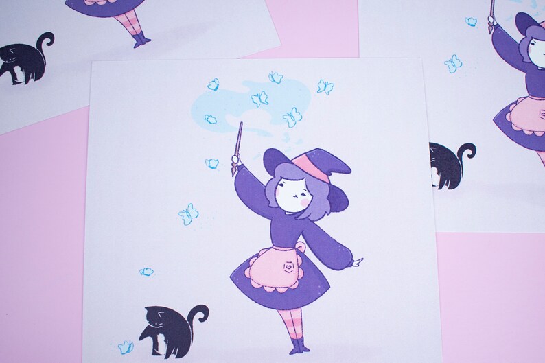 Cute Kawaii Witch Pastel Art Print Witchy Wall Art Print Etsy