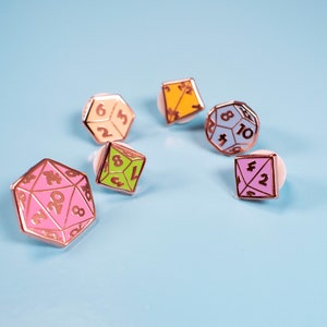 Pastel D&D Enamel pin Dice Set, Hard Enamel Dungeons and Dragons Pin, Cute DnD Badge, tabletop dice pins