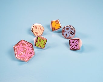 Pastel D&D Enamel pin Dice Set, Hard Enamel Dungeons and Dragons Pin, Cute DnD Badge, tabletop dice pins