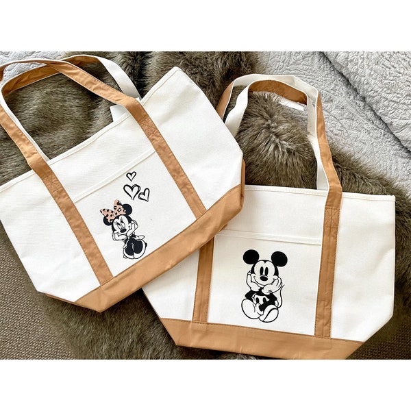 Minnie / Mickey Disney Park Tote/ Disney Bag / Vacation Purse / Disney Autograph Bag / Disney Canvas Tote / Disney Character Tote