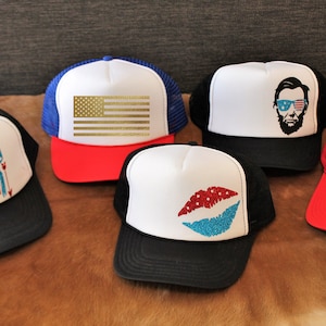 American Flag Trucker Hat Womens Patriotic Mesh Trucker Mens 4th of July Trucker Hat Red White and Blue Ball Cap American Girl Hat