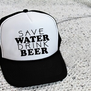Women&#39;s Trucker Hat / Men&#39;s Trucker Hat / Save Water Drink Beer Hat /  Stagecoach Trucker Hat
