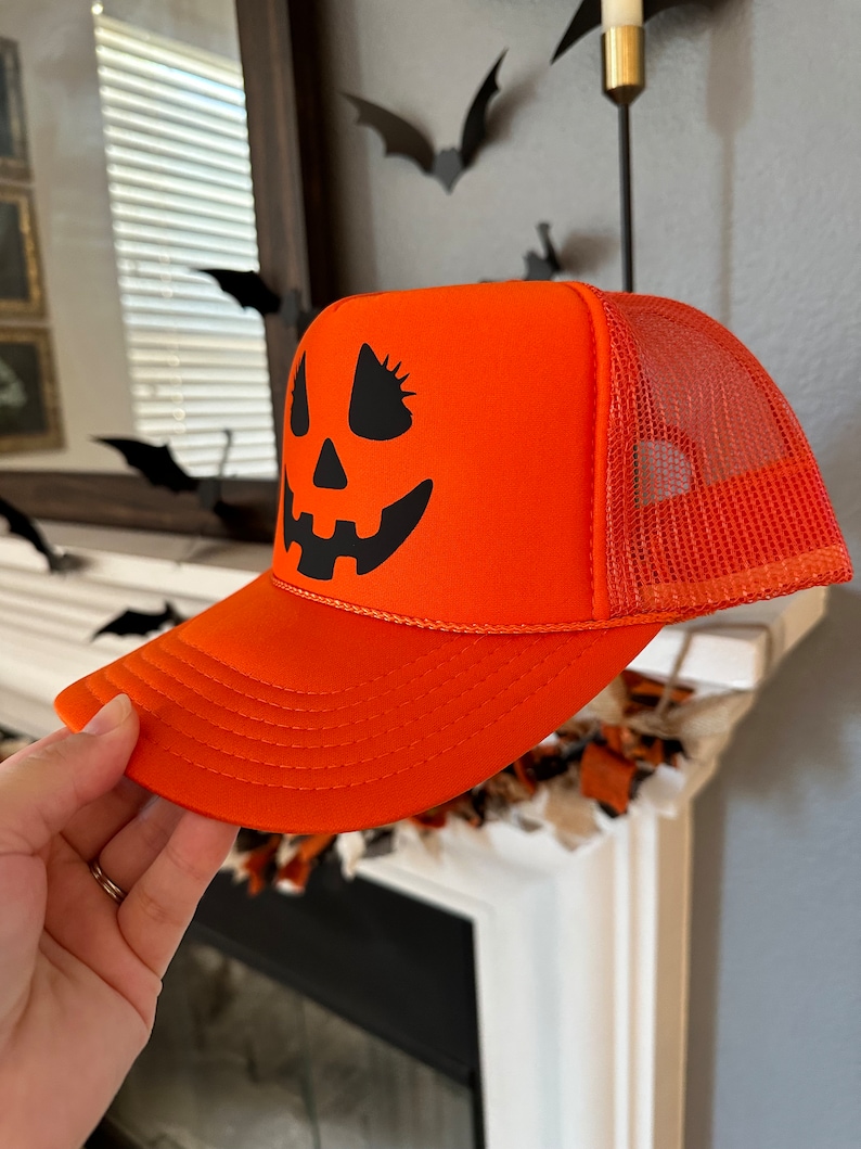 Jack O Lantern Trucker Hat: Halloween Pumpkin Design - Etsy