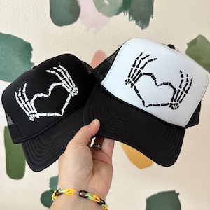 Skeleton Heart Hands Trucker Hat - Halloween Costume