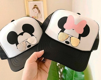 Mickey/Minnie Trucker Hat / Adult / Youth / Kid / Baby Mickey Mouse Hat / Minnie Mouse Hat / Mickey Sunglass Snapback