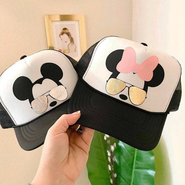 Mickey/Minnie Trucker Hat / Adult / Youth / Kid / Baby Mickey Mouse Hat / Minnie Mouse Hat / Mickey Sunglass Snapback