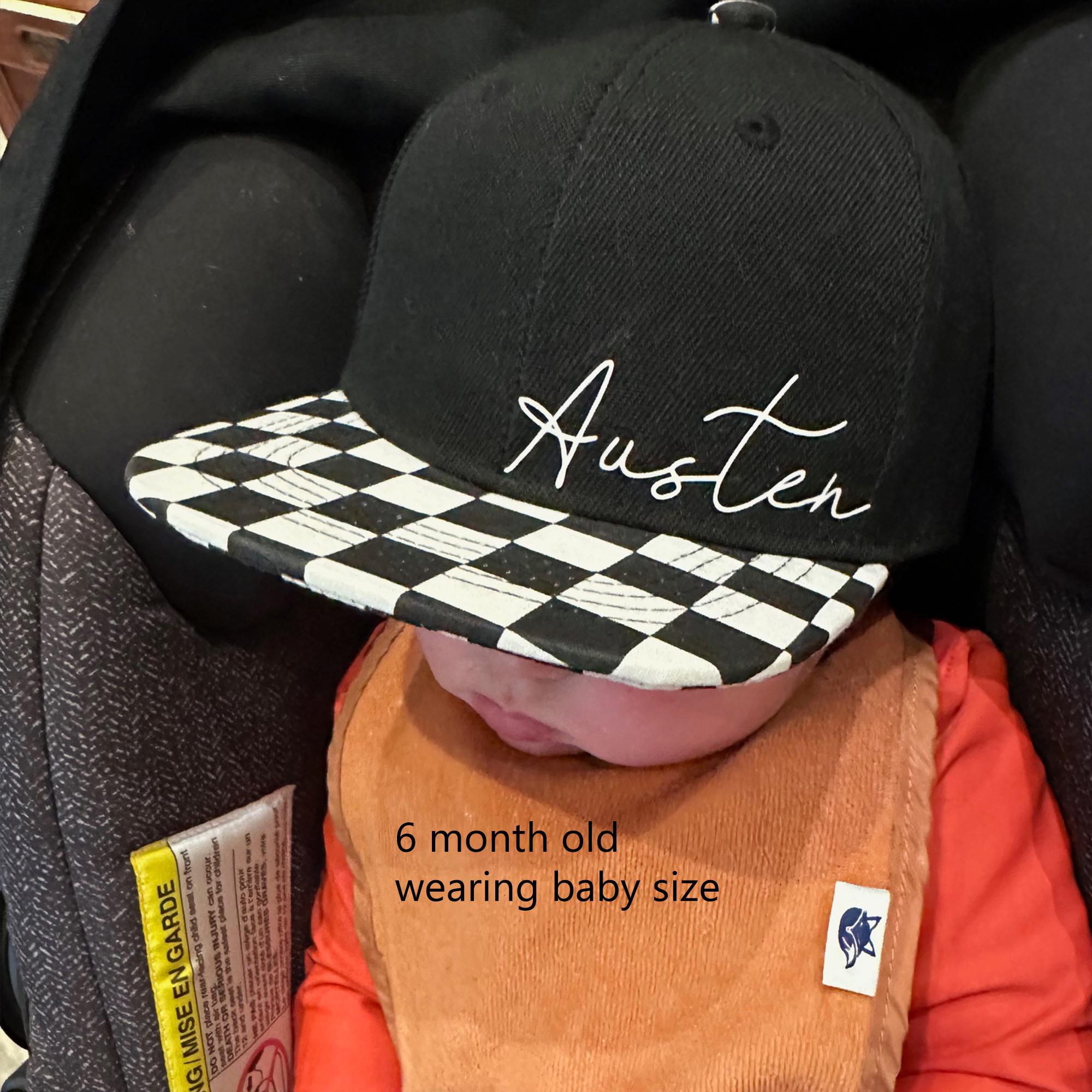 Custom Name Hat Flat Bill Kids Hat Baby Flat Bill Name Hat Gift Hat Checkered Ball Cap Personalized Kids Gits Personalized Accessories