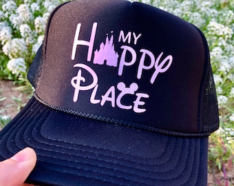 Disney Trucker Hat, "My Happy Place" Snapback, Adult & Kids