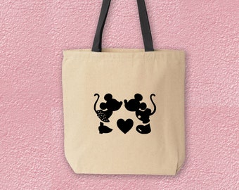 Bolsa de lona de algodón con el logo de Mickey y Minnie Mouse