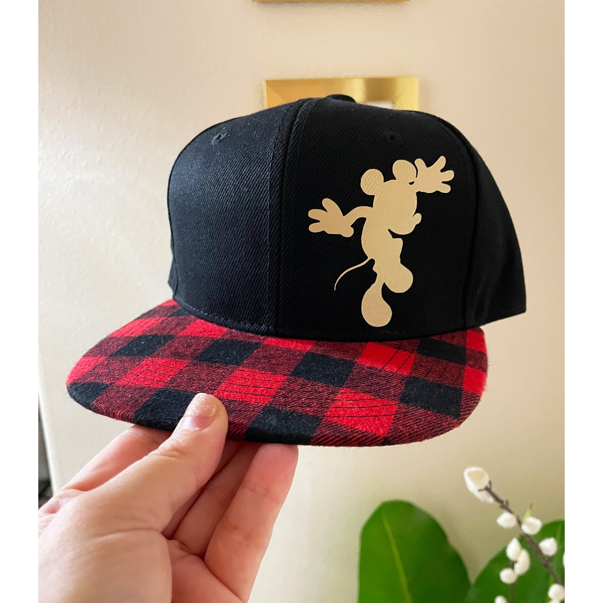 Buffalo Plaid Mickey Hat / Kid / Youth / Disney Flat Bill  display picture 1