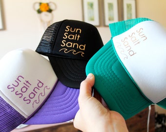Sun Salt Sand Trucker Hat: Beach Vacation Snapback
