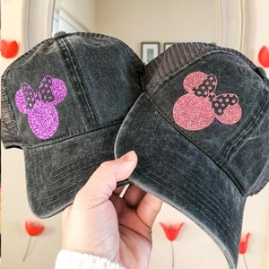 Gorra de béisbol de caparazón blando de Minnie/Mickey Mouse/Gorra de béisbol de Minnie con lunares/Gorra de Minnie/Mickey gris