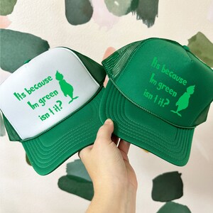 Grinch Vinyl Trucker Hat: Green Holiday Xmas Hat