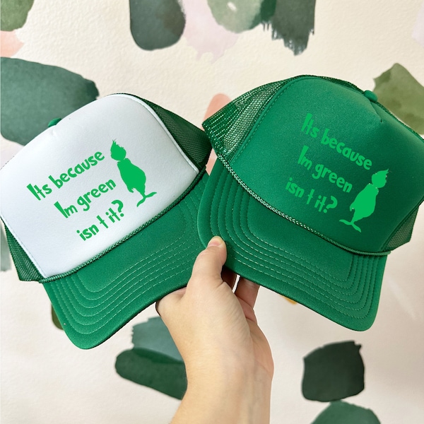 Grinch Trucker Hat. Green Trucker Hat, Christmas Trucker Hat, Holiday Hat, Xmas Trucker Hat