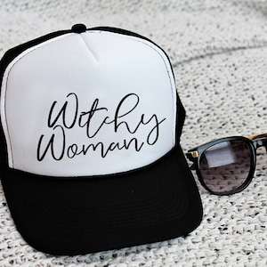 Witchy Woman Trucker Hat Black Snapback Womens Baseball Cap Halloween