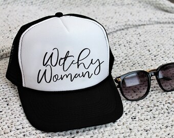 Witchy Woman Trucker Hat Black Snapback Womens Baseball Cap Halloween