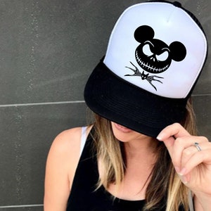 Halloween Trucker Hat / Skeleton Trucker Hat / Kids Disney Hat / Mens Disney Hat / Womens Disney Hat / Nightmare Trucker Hat