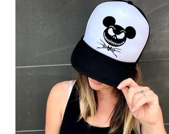 Halloween Trucker Hat / Skeleton Trucker Hat / Kids Disney Hat / Mens Disney Hat / Womens Disney Hat / Nightmare Trucker Hat