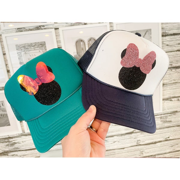 Womens / Girls Minnie Mouse Trucker Hat Disney Snapback Hat Kids Disney Hat
