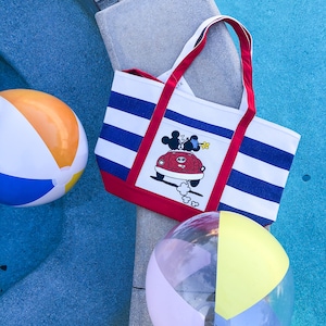 Mickey/Minnie Beach Bag / Nautical Disney Bag / Disney Autograph Bag / Disney Canvas Tote / Beach bag