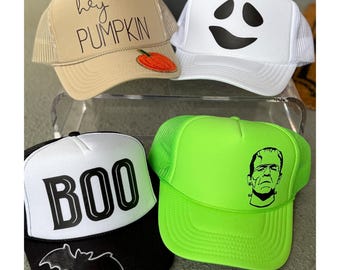Halloween Trucker Cap: Frankenstein, Boo, Kürbis Aufnäher Vintage Halloween