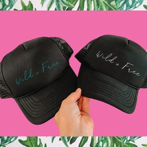 Trucker Hat with Saying Womens Beach Trucker Hat Vacation Trucker Girls Wild and Free Trucker