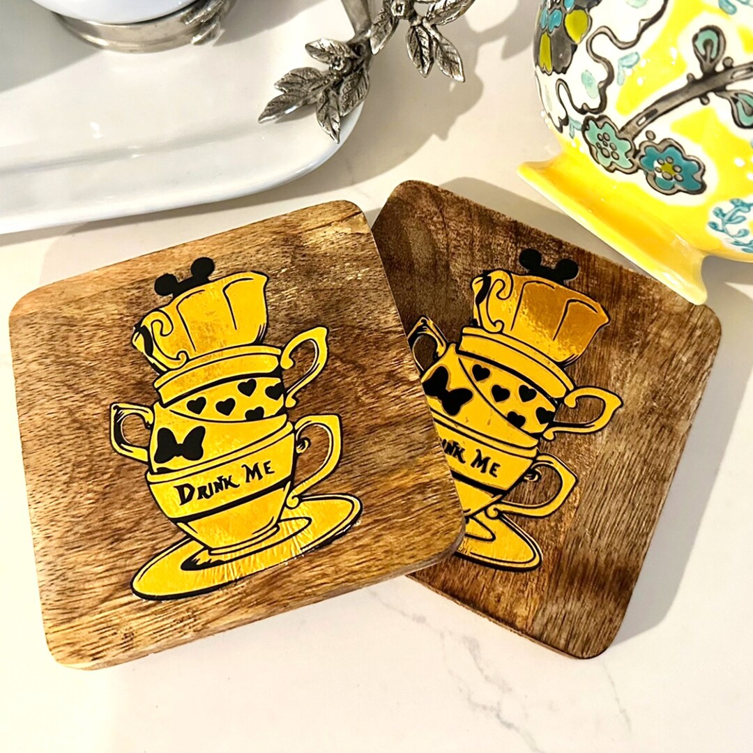 Disney Coasters/wood Coaster Set/drink Coasters/disney Decor/disney