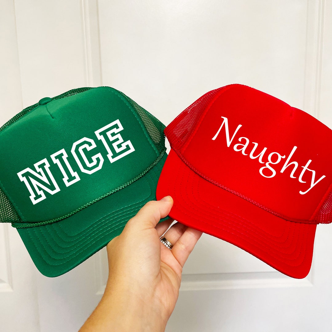 Nice Naughty Trucker Hat / Holiday Snapback / Christmas Hat / Adult / Youth Xmas Trucker Etsy
