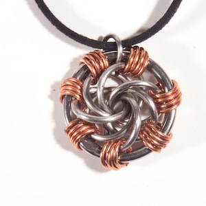 Copper Steel Chainmail Maillestrom Pendant / Chainmaille Pendant / Copper Jewellery / Stainless Steel Jewellery / Maillestrom / Infinity image 1