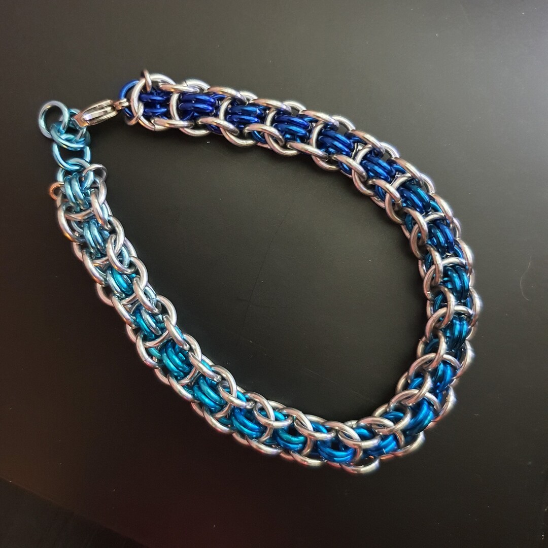 Blue Chainmail Enthrall Bracelet / Water Bracelet / Ombre Chainmaille ...