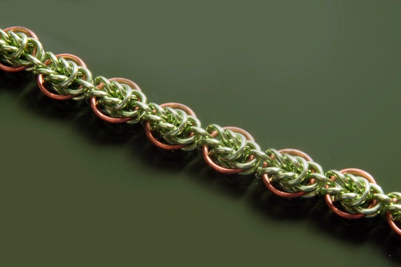 Spring Chainmail Bracelet / Brass and AA / Green Leaf Chainmaille / Seasonal Jewellery / New Leaves / Spring Fashion / Fresh Jewelry image 3