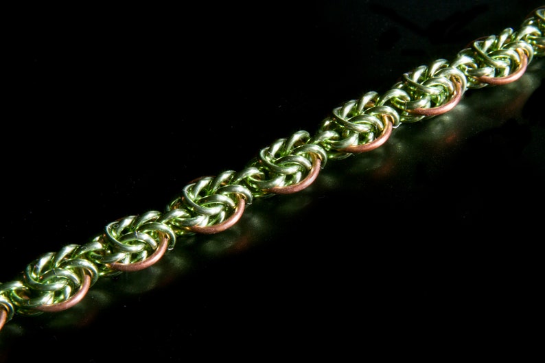 Spring Chainmail Bracelet / Brass and AA / Green Leaf Chainmaille / Seasonal Jewellery / New Leaves / Spring Fashion / Fresh Jewelry image 5