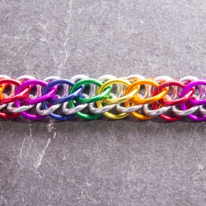 Slow Worm Rainbow Chainmail Bracelet / Pride LGBT Bracelet / Rainbow Chainmail / Gay Pride Jewellery / Rainbow and Silver / Chainmaille image 5