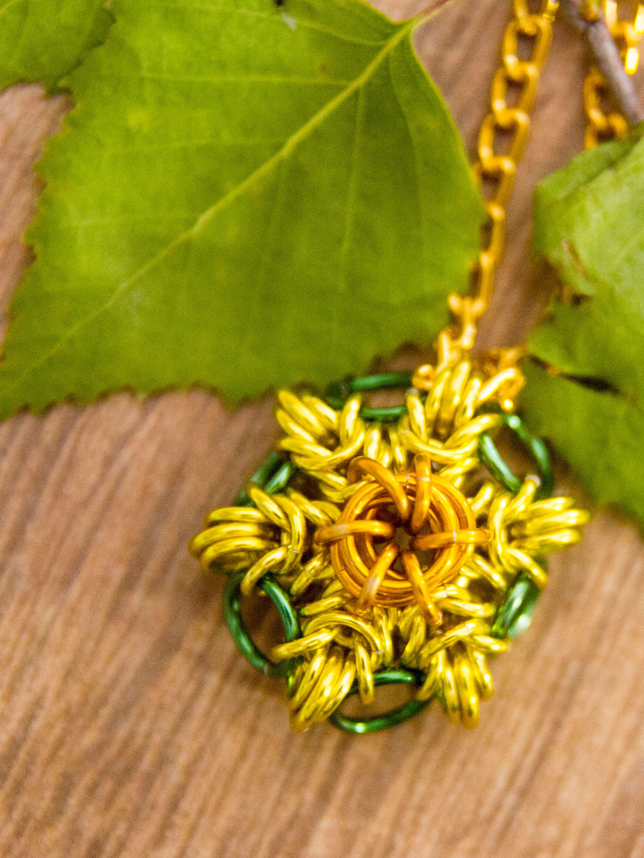 Yellow Flower Chainmail Pendant / Nature Necklace / Yellow - Etsy