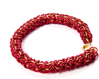 Red and Gold Chainmail / Chainmaille Jewelry / Snake Jewellery / House Pride Wizard Bracelet / Potter Bracelet / LARP / Fantasy / LRP / GoT