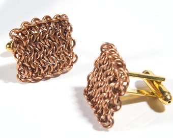 Bronze Chainmail Cufflinks / Solid Metal Cufflings / Viking / Medieval / LARP / LRP / Live Action Roleplay Jewellery / Wedding / Fantasy