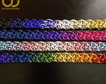 Pride Chainmail Bracelet / Pride LGBT Bracelet / Rainbow Chainmail / Bisexual / Trans / Asexual / Non-Binary / Vipera Berus / Chainmaille