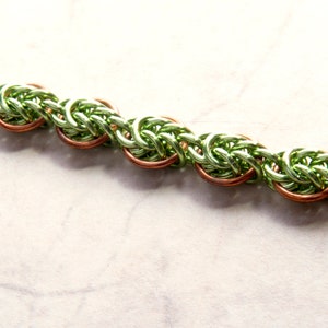 Spring Chainmail Bracelet / Brass and AA / Green Leaf Chainmaille / Seasonal Jewellery / New Leaves / Spring Fashion / Fresh Jewelry image 4