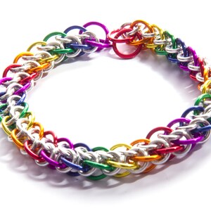 Slow Worm Rainbow Chainmail Bracelet / Pride LGBT Bracelet / Rainbow Chainmail / Gay Pride Jewellery / Rainbow and Silver / Chainmaille image 7