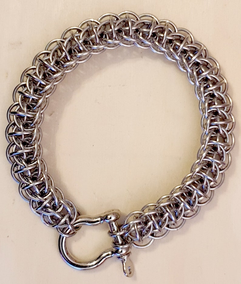 Firewyrm Steel Chainmail Bracelet / Male Solid Metal Bracelet / Viking / Medieval / Heavy Metal / Gothic / BDSM Chainmaille / Kink / Shackle image 1