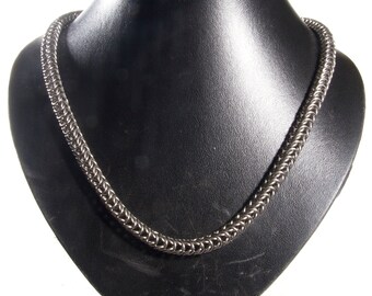 Steel Chainmail Necklace / Stylish Box Chain / Stainless Chainmaille / Fantasy / Modern / Quirky / Viking Jewelry / Medieval Jewellery
