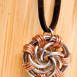 Copper Steel Chainmail Maillestrom Pendant / Chainmaille Pendant / Copper Jewellery / Stainless Steel Jewellery / Maillestrom / Infinity image 4
