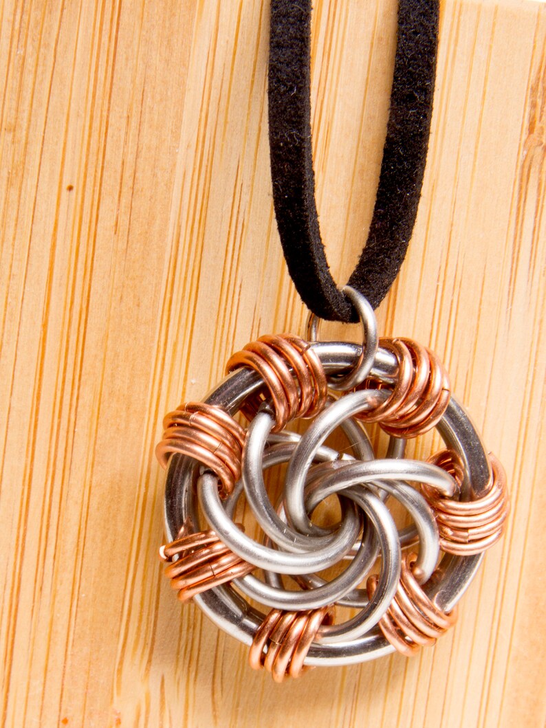 Copper Steel Chainmail Maillestrom Pendant / Chainmaille Pendant / Copper Jewellery / Stainless Steel Jewellery / Maillestrom / Infinity image 4