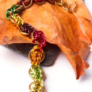Autumn Chainmail Bracelet / Brass and AA / Fall Chainmaille / Leaf Colour / Seasonal Autumnal Jewellery / Holiday Fashion / Fallen Leaves image 5