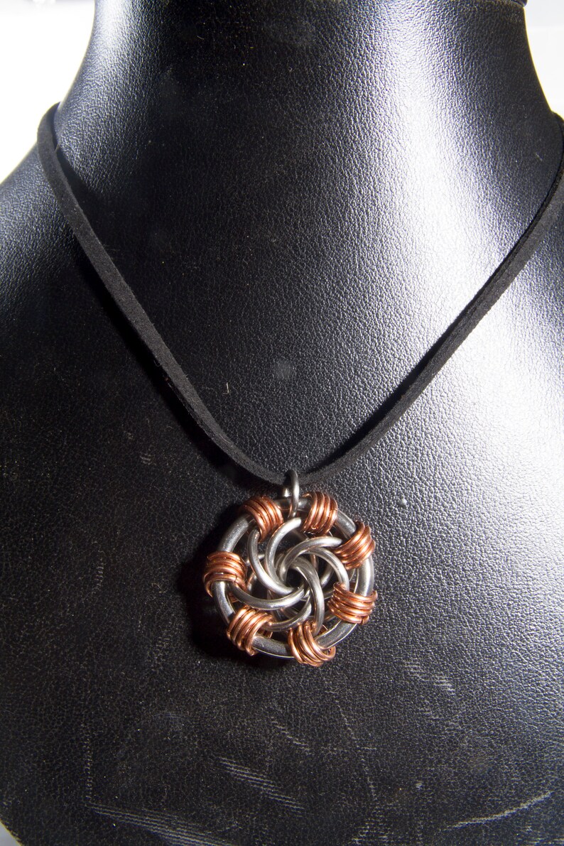 Copper Steel Chainmail Maillestrom Pendant / Chainmaille Pendant / Copper Jewellery / Stainless Steel Jewellery / Maillestrom / Infinity image 3