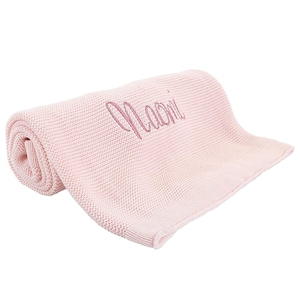 Custom Baby Blanket, Monogrammed Baby Blanket, Very Soft Cotton Knit, Pink or Blue Personalized Baby Blanket for Girls and Boys